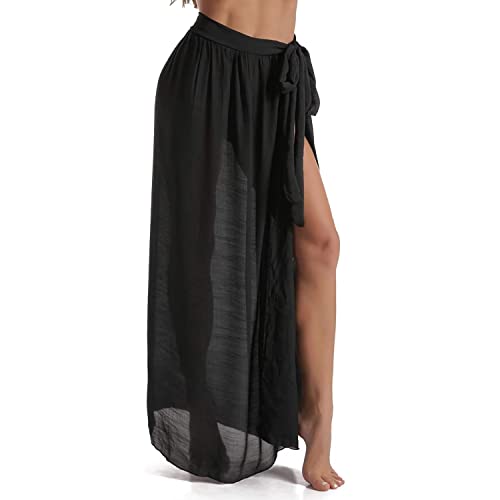 LANTING Damen Sarong Pareo Swimsuit Wrap Chiffon Cover Up Sommer Wrap Sarong Strand Badeanzug Wickelröcke Schwarz Weiß von LANTING