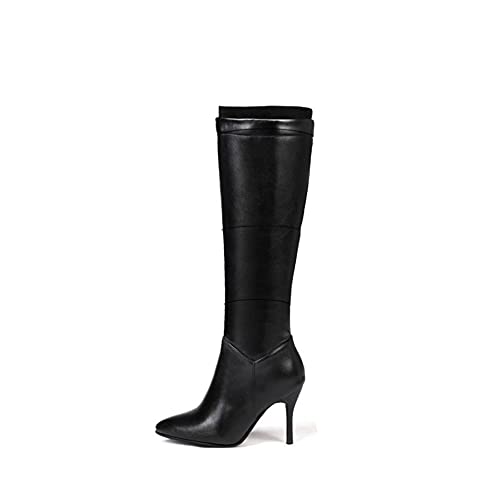 LANTUI 2021 Herbst und Winter Damenstiefel Halloween Weihnachten spitze High Heel knielange Stiefel Damenschuhe,Black-43 von LANTUI