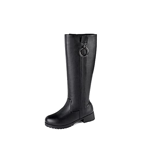 LANTUI 2021 Herbst- und Winterstiefel für Damen, Weihnachtsstiefel, knielange Stiefel mit runder Zehenpartie, Damenstiefel, Damenschuhe,Black-44 von LANTUI