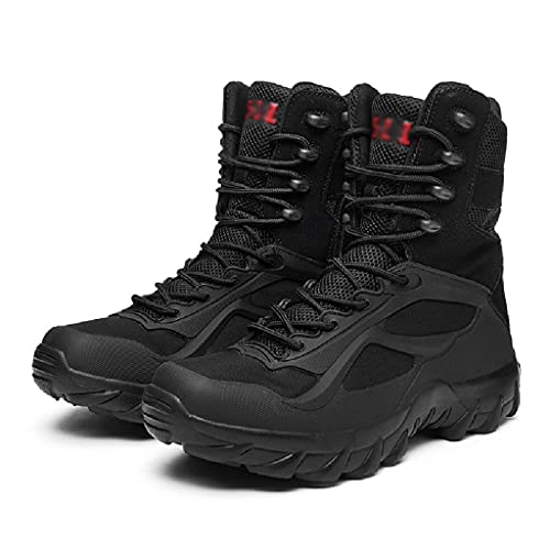 LANTUI Herren Military Tactical Boots, Tactical Military Combat Ankle Boots Wasserabweisende Leichte Atmungsaktive Mid-Wanderschuhe,Black-48 von LANTUI