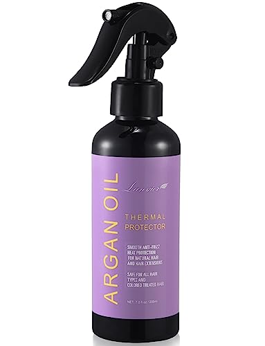 Lanvier Professionelles Arganöl-Hitzeschutzmittel (200 ml), Haar-Hitzeschutz-Spray schützt Haare bis zu 250 °C vor Glätteisen, Lockenstab und Haartrockner, verhindert Schäden und Bruch und Spliss – Sulber Schicksal Free von LANVIER