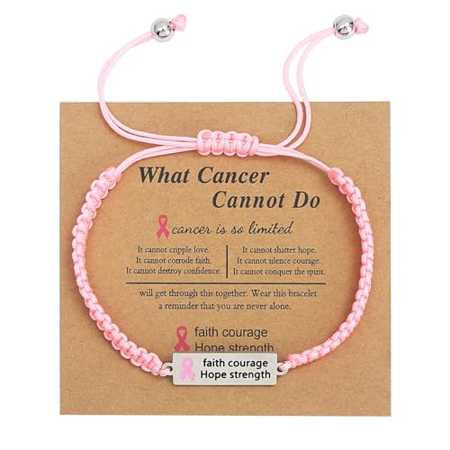 LANWLOSI Brustkrebs-Armbänder für Frauen, Brustkrebs-Bewusstseinsarmbänder, rosa Band, verstellbares geflochtenes Armband, Brustkrebs-Bewusstseinszubehör, Brustkrebs-Geschenke für Frauen, Large LANWLOSI Brustkrebs-Armbänder für Frauen, Brustkrebs-Bewusstseinsarmbänder, rosa Band, verstellbares geflochtenes Armband, Brustkrebs-Bewusstseinszubehör, Brustkrebs-Geschenke für Frauen, Large von LANWLOSI