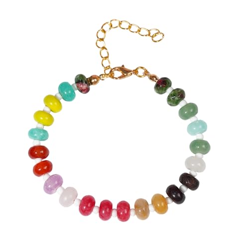LANWLOSI Buntes Perlenarmband für Damen, buntes Naturstein-Armband, verstellbar, mehrfarbige Steinperlen, Armband, handgefertigt, Sommerschmuck, Geschenke für Sie, Large, Stein, Kein Edelstein LANWLOSI Buntes Perlenarmband für Damen, buntes Naturstein-Armband, verstellbar, mehrfarbige Steinperlen, Armband, handgefertigt, Sommerschmuck, Geschenke für Sie, Large, Stein, Kein Edelstein von LANWLOSI