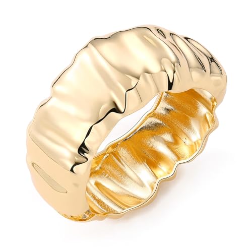LANWLOSI Gold-Armreifen für Damen, 14 Karat vergoldet, verstellbar, klobig, gehämmert, strukturiert, unregelmäßige Manschetten, Statement-Schmuck, Geschenke, Large, Zink, Kein Edelstein LANWLOSI Gold-Armreifen für Damen, 14 Karat vergoldet, verstellbar, klobig, gehämmert, strukturiert, unregelmäßige Manschetten, Statement-Schmuck, Geschenke, Large, Zink, Kein Edelstein von LANWLOSI