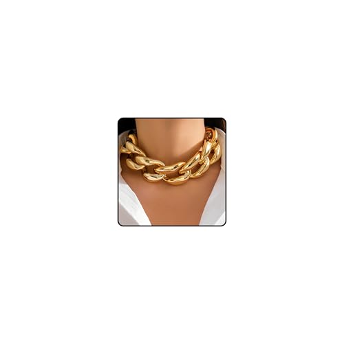 LANWLOSI Klobige Goldhalskette für Frauen, kubanische Gliederkette, klobiges Gold, Choker, Hip-Hop, Statement-Schmuck, Geschenke für Sie, Zink, Kein Edelstein LANWLOSI Klobige Goldhalskette für Frauen, kubanische Gliederkette, klobiges Gold, Choker, Hip-Hop, Statement-Schmuck, Geschenke für Sie, Zink, Kein Edelstein von LANWLOSI