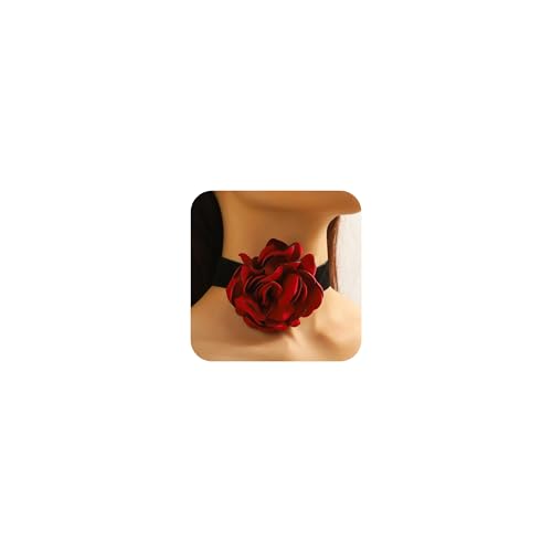 LANWLOSI Rote Rosen-Halskette für Damen, trendiger Rosenblüten-Choker, elegantes schwarzes Samthalsband, Statement-Blumen-Halskette, Frühling-Sommer-Blumenschmuck, Accessoires für Sie, Beflockter LANWLOSI Rote Rosen-Halskette für Damen, trendiger Rosenblüten-Choker, elegantes schwarzes Samthalsband, Statement-Blumen-Halskette, Frühling-Sommer-Blumenschmuck, Accessoires für Sie, Beflockter von LANWLOSI