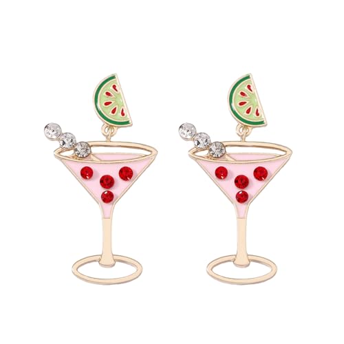 Martini-Ohrringe für Damen, Martini-Weinglas-Ohrringe, funkelnde Martini-Glas-Kristall-Ohrringe, Weinflaschen-Ohrringe, Strassperlen, Martini-Glasohrringe, Neujahrsschmuck, Weihnachtsgeschenke, Zink von LANWLOSI