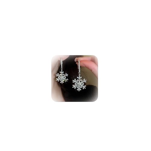 Schneeflocken-Ohrringe für Damen, Winter-Schneeflocken-Blumen-Ohrringe, Strass-Kristall, Winterblume, Schneeflocke, baumelnde Ohrringe, Urlaubsparty-Ohrringe, Weihnachtsschmuck, Geschenke, Zink, Kein Schneeflocken-Ohrringe für Damen, Winter-Schneeflocken-Blumen-Ohrringe, Strass-Kristall, Winterblume, Schneeflocke, baumelnde Ohrringe, Urlaubsparty-Ohrringe, Weihnachtsschmuck, Geschenke, Zink, Kein von LANWLOSI
