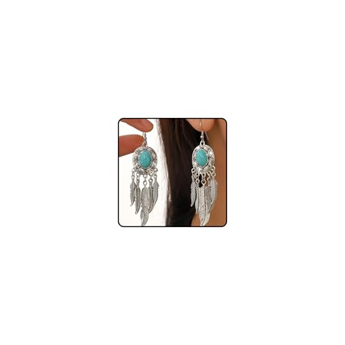 Türkis-Ohrringe für Frauen, böhmische Türkis-Feder-Tropfen-Ohrringe, Vintage-Cowgirl-Hut, oval, baumelnde Ohrringe, Western-Land-Konzert, Schmuck, Accessoires, Geschenke für Sie, Türkis, Kein Türkis-Ohrringe für Frauen, böhmische Türkis-Feder-Tropfen-Ohrringe, Vintage-Cowgirl-Hut, oval, baumelnde Ohrringe, Western-Land-Konzert, Schmuck, Accessoires, Geschenke für Sie, Türkis, Kein von LANWLOSI