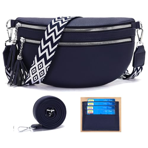 LANXINGLUO Bauchtasche Damen blau umhängetasche Damen mittelgroß Crossbody Bag Mit Kreditkartenfach und 2 Schultergurten Bags for Women von LANXINGLUO