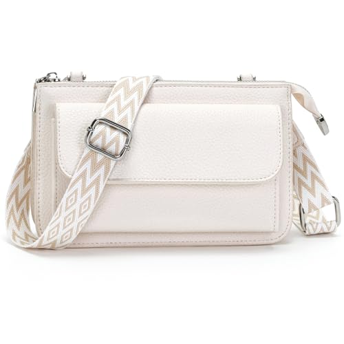 LANXINGLUO kleine umhängetasche Damen Handytasche zum umhängen Damen Crossbody Bag 2,5 cm Abnehmbarer Schultergurt umhängetasche klein Beige von LANXINGLUO