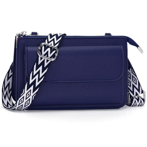 LANXINGLUO kleine umhängetasche Damen Handytasche zum umhängen Damen Crossbody Bag 2,5 cm Abnehmbarer Schultergurt umhängetasche klein dunkelblau von LANXINGLUO