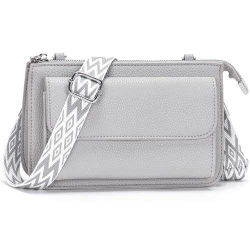 LANXINGLUO kleine umhängetasche Damen Handytasche zum umhängen Damen Crossbody Bag 2,5 cm Abnehmbarer Schultergurt umhängetasche klein grau von LANXINGLUO