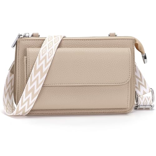 LANXINGLUO kleine umhängetasche Damen Handytasche zum umhängen Damen Crossbody Bag 2,5 cm Abnehmbarer Schultergurt umhängetasche klein hellkhaki von LANXINGLUO