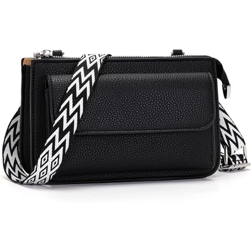 LANXINGLUO kleine umhängetasche Damen Handytasche zum umhängen Damen Crossbody Bag 2,5 cm Abnehmbarer Schultergurt umhängetasche klein schwarz von LANXINGLUO
