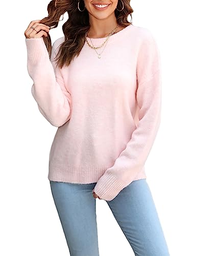 LANXUANR Damen-Langarmoberteil, lässig, Rundhalsausschnitt, Leichter Damen-Strickpullover von LANXUANR