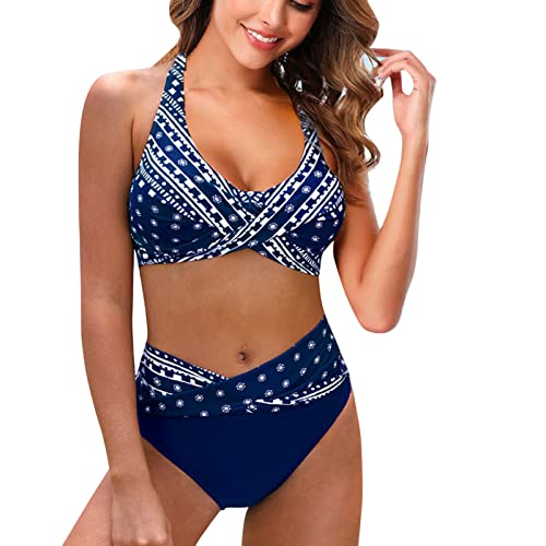 LAOSU Bikini Set Damen Tankini Badeanzug Trägern Oliv and Unterbrustband Gold Schwimmbikini Italienische Dickere Bunt Langen Beinen Geschlossener Rücken Rostbraun Muslimischer Neon Moderne,01-blau, M von LAOSU