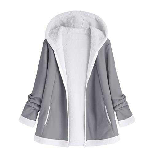 LAOSU Damenmantel Winter 2022 Winter Warm Winterjacke Damen Lässig Fleece Jacke Wildlederjacke Damen Mode Langarm günstig Amerikanische Damen Mantel Parka Jacken Jacke, grau, 50 von LAOSU