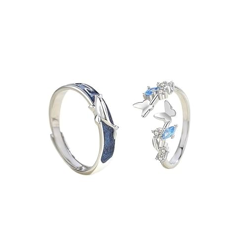 LAOYEFACAI 2 Stück Ring 925 Sterling Silber Ringe Stein Ring mit Zirkonia Kristallen Schmetterling Wale Ring Offene Einstellbar Ringe Damen & Herren Trauringe Paar Ringe Geschenk für Ehefrau Mann LAOYEFACAI 2 Stück Ring 925 Sterling Silber Ringe Stein Ring mit Zirkonia Kristallen Schmetterling Wale Ring Offene Einstellbar Ringe Damen & Herren Trauringe Paar Ringe Geschenk für Ehefrau Mann von LAOYEFACAI