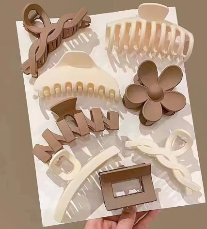 LAOYEFACAI 8 Stück Haarklammer Blume für Frauen 8 Colors Egg Flower Hair Claw Clips Rutschfeste Haarklammern Niedliche für Damen Haarspangen Rutschfest Haarkralle für Dickes Dünnes Haar (Braun) von LAOYEFACAI