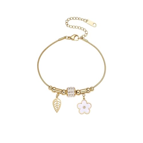 LAOYEFACAI Armband Damen Gold mit Cubic Zirkonia Blumen Silber Bracelet für Mädchen Goldene Silver Stapelbare Armbander Handmade Schmuck Geschenk (JS) von LAOYEFACAI