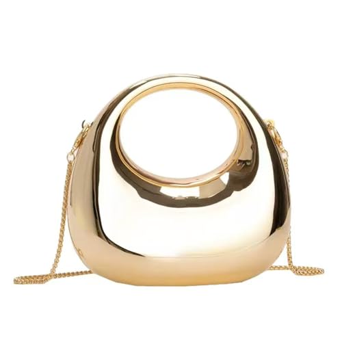 LAOYEFACAI Damen Clutch Verspiegelte Acryl-Geldbörse für Damen Mondtasche mit Tragegriff Oben und abnehmbarem Schultergurt Für Hochzeit Party Bankett Feiertage Brauttasche (Gold) von LAOYEFACAI