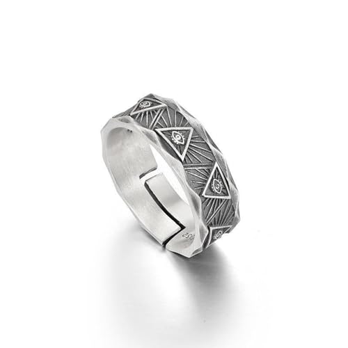 LAOYEFACAI Herrenring matt in 925 Sterling Silber Auge des Horus Ring Open Vintage Ring Gothic Männer Ringe (02) von LAOYEFACAI