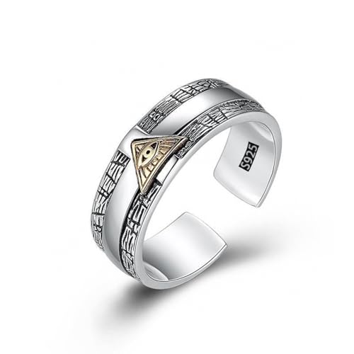 LAOYEFACAI Herrenring matt in 925 Sterling Silber Auge des Horus Ring Open Vintage Ring Gothic Männer Ringe (05) von LAOYEFACAI