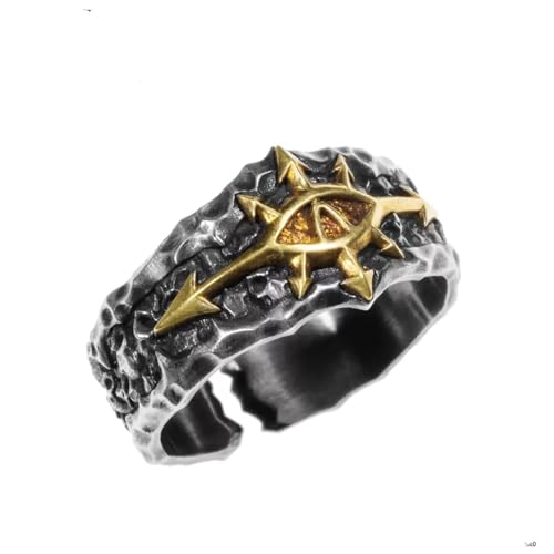 LAOYEFACAI Herrenring matt in 925 Sterling Silber Auge des Horus Ring Open Vintage Ring Gothic Männer Ringe (06) von LAOYEFACAI