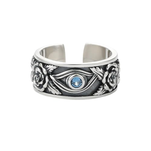 LAOYEFACAI Herrenring matt in 925 Sterling Silber Auge des Horus Ring Open Vintage Ring Gothic Männer Ringe von LAOYEFACAI