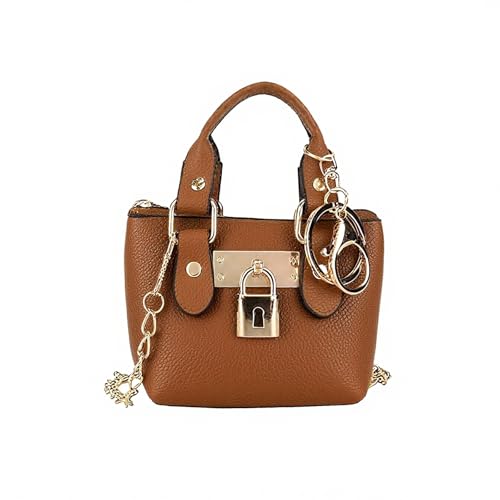 LAOYEFACAI Mini Taschenanhänger Münzgeldbörse Mini-Handtasche Schlüsselanhänger für Damen kreative Schlüsselanhänger Make-up-Tasche Münzgeldbörse mit Reißverschluss (Brown) von LAOYEFACAI