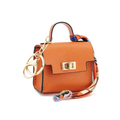 LAOYEFACAI Mini Taschenanhänger Münzgeldbörse Mini-Handtasche Schlüsselanhänger für Damen kreative Schlüsselanhänger Make-up-Tasche Münzgeldbörse mit Reißverschluss (Orange) von LAOYEFACAI