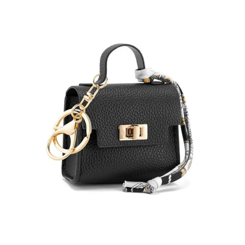 LAOYEFACAI Mini Taschenanhänger Münzgeldbörse Mini-Handtasche Schlüsselanhänger für Damen kreative Schlüsselanhänger Make-up-Tasche Münzgeldbörse mit Reißverschluss (Schwarz) von LAOYEFACAI