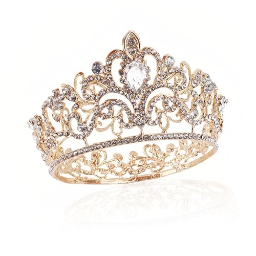 LAOYEFACAI Vintage Tiara Krone Tiara Königin Krone Damen Brautkrone Diadem Kristall Barock Tiara Sparkly Strass Prinzessin Karneval Kopfschmuck für Hochzeit Prom Geburtstag Party (JS) von LAOYEFACAI