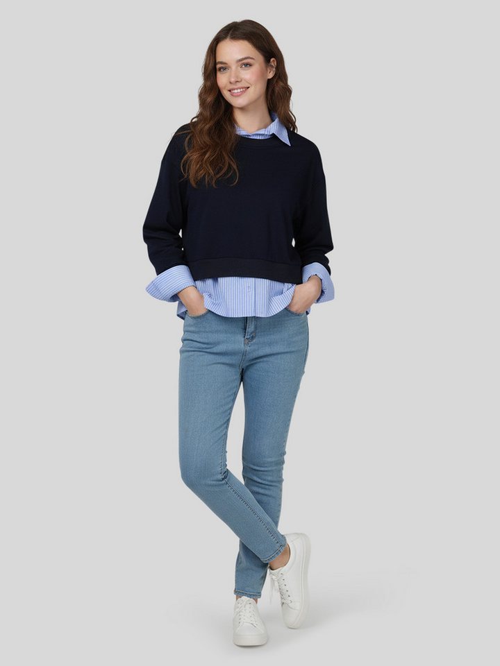 LAPA PLUS 2-in-1-Pullover Lässig Pullover 2-in-1-Top mit Patchwork-Design (1-tlg) Langarmpullover mit Gestreifter Hemdkragen für Herbst, Preppy-Stil von LAPA PLUS