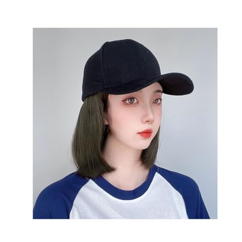 Perücken für Frauen Baseball Cap Perücke Damen Kurze Innenschnalle Bob Perücke Hut Baseballmütze mit Haaren Einteilige Schirmmütze Perücke Perückenkappen für Damen (Color : B) von LAPADULA