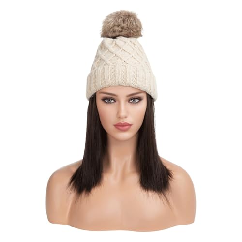 Perücken für Frauen Damenmode-Plüschmütze, Perücke, mittelkurz, glattes Haar, Winter, warme Strickmütze, exquisite Perückenmütze Perückenkappen für Damen (Color : 05) von LAPADULA