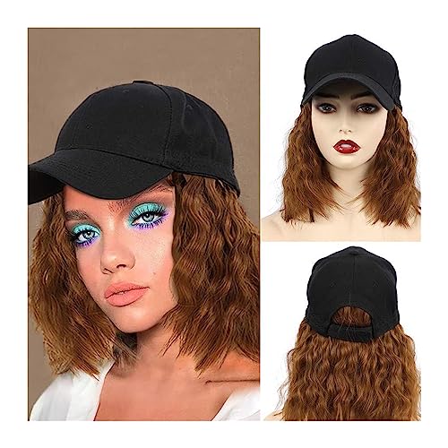 Perücken für Frauen Kurze gewellte Bob-Hut-Sythetic-Perücke for Frauen, verstellbare Hochtemperaturfaser-Wasserwellen-Haarverlängerungen, Baseballkappe Perückenkappen für Damen (Color : 9) von LAPADULA