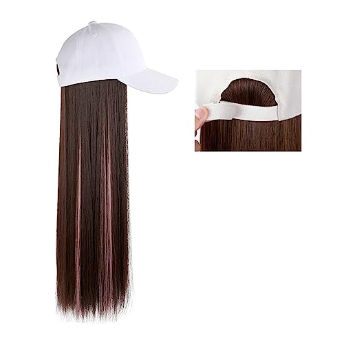 Perücken für Frauen Lange gerade Hut-Perücke, Highlight-Haar-Perücken, natürliche Verbindung, synthetische Baseballkappen-Haar-Perücke, Hut-Perücke, verstellbar for Frauen Perückenkappen für Damen (C von LAPADULA