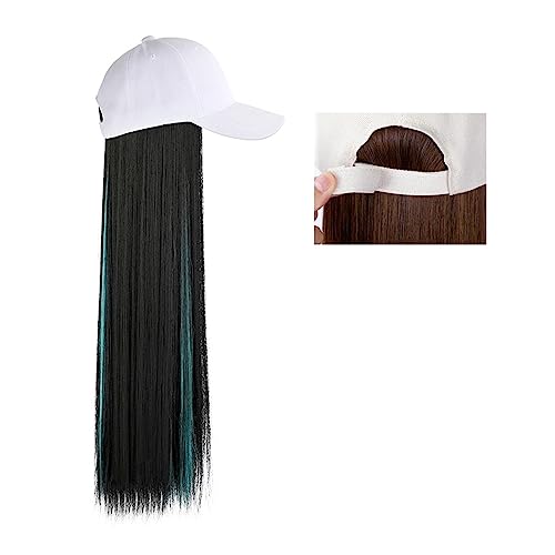 Perücken für Frauen Lange gerade Hut-Perücke, Highlight-Haar-Perücken, natürliche Verbindung, synthetische Baseballkappen-Haar-Perücke, Hut-Perücke, verstellbar for Frauen Perückenkappen für Damen (C von LAPADULA