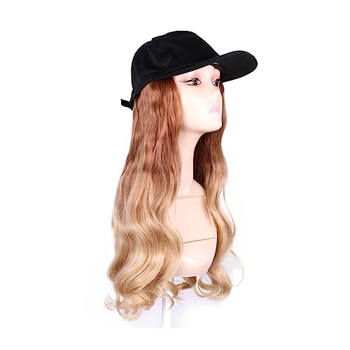 Perücken für Frauen Modische schwarze Baseballkappe mit Perücke, lange gewellte synthetische Hut-Perücken, verstellbare Haarhut-Perücke Perückenkappen für Damen (Color : 13) von LAPADULA