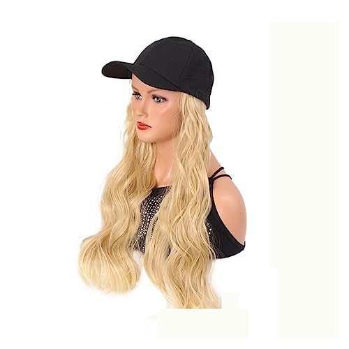 Perücken für Frauen Synthetische Baseballkappe mit Haarverlängerungen, gerade blonde Hutperücke, verstellbar for Frau, braun-schwarze Farbe Perückenkappen für Damen (Color : 10) von LAPADULA