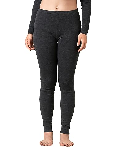 LAPASA Damen 100% Merinowolle Leggings, Premium Merino Wolle Thermo Unterhosen, warm und atmungsaktiv Thermounterwäsche Unterteile (L49), Dunkelgrau meliert, M von LAPASA