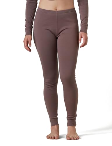 LAPASA Damen 100% Merinowolle Leggings, Premium Merino Wolle Thermo Unterhosen, warm und atmungsaktiv Thermounterwäsche Unterteile (L49), Hellbraun, XL von LAPASA