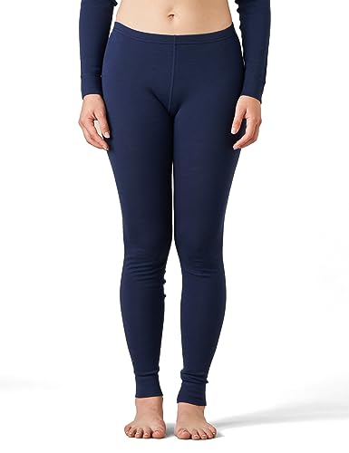 LAPASA Damen 100% Merinowolle Leggings, Premium Merino Wolle Thermo Unterhosen, warm und atmungsaktiv Thermounterwäsche Unterteile (L49), Navy blau, M von LAPASA