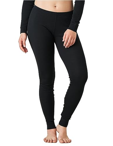 LAPASA Damen 100% Merinowolle Leggings, Premium Merino Wolle Thermo Unterhosen, warm und atmungsaktiv Thermounterwäsche Unterteile (L49), Schwarz, L von LAPASA