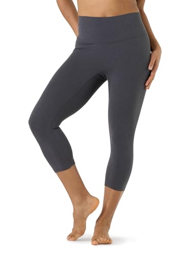 LAPASA Damen Capri 3/4 Sport Leggings hoher Bund Push Up High Waist Taschen L02A1 (Graumeliert, L) von LAPASA