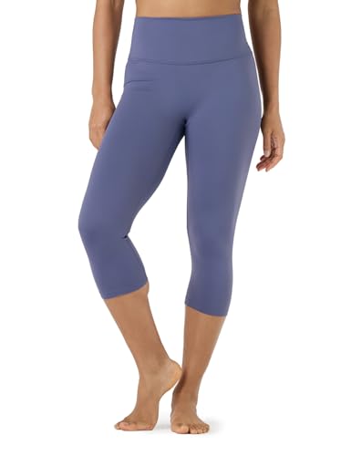 LAPASA Damen Capri 3/4 Sport Leggings hoher Bund Push Up High Waist Taschen L02A1 (ohne Tasche: Stahlblau, L) von LAPASA