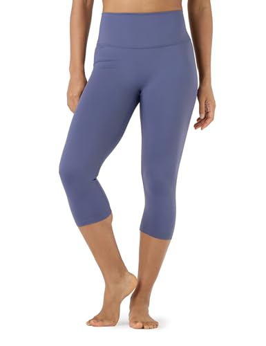 LAPASA Damen Capri 3/4 Sport Leggings hoher Bund Push Up High Waist Taschen L02A1 (ohne Tasche: Stahlblau, L) von LAPASA