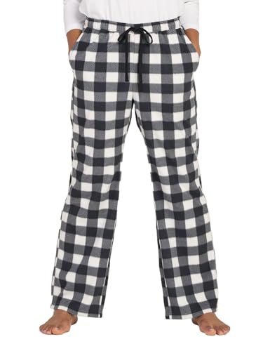 LAPASA Damen Fleece Pyjamahose soft warm Loungehose mit Taschen Relaxed Fit L109, Schwarz Weiß kariert, XXL LAPASA Damen Fleece Pyjamahose soft warm Loungehose mit Taschen Relaxed Fit L109, Schwarz Weiß kariert, XXL von LAPASA